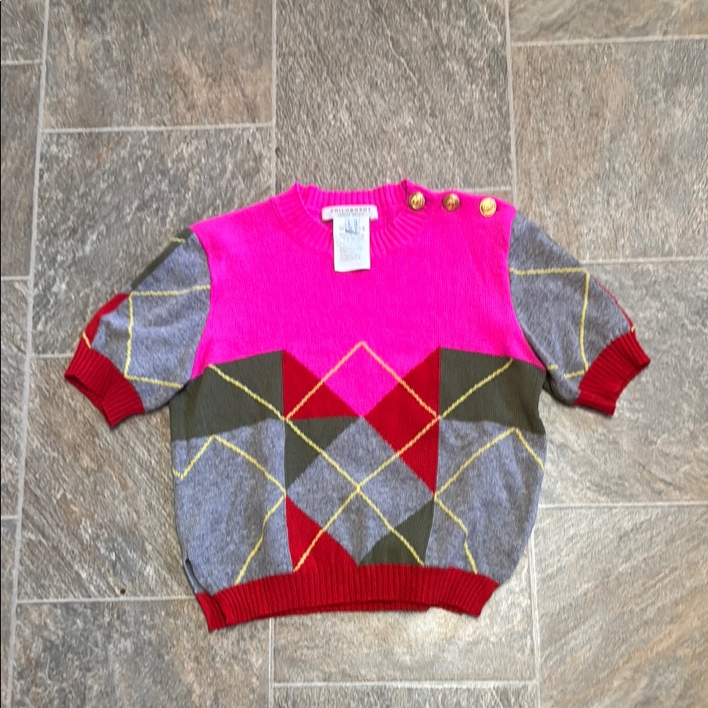 Philosophy Pink and Gray Geometric Sweater